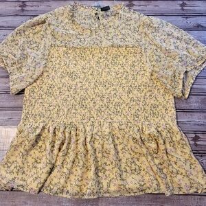 NWT Torrid Chiffon Ruffle Mock Neck Smocked Crop Top Size 4